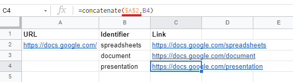 multiple links using absolute reference